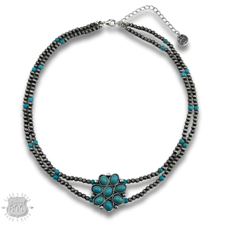 Stone flower pendant necklace, last call
