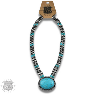 Western two strand bead and stone necklace - LC