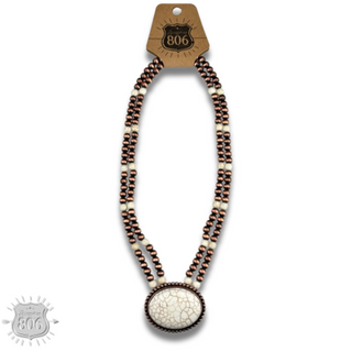 Western two strand bead and stone necklace - LC