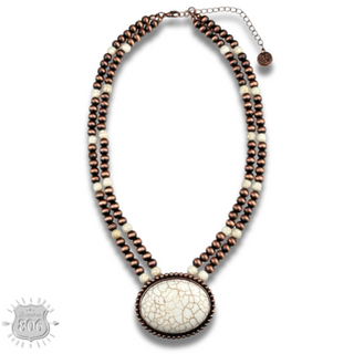 Western two strand bead and stone necklace - LC