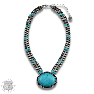 Western two strand bead and stone necklace - LC