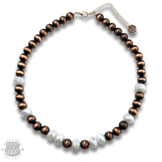 Burnished bead and stone necklace - LC