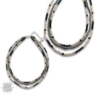 Multi-color and silver beaded necklace - LC