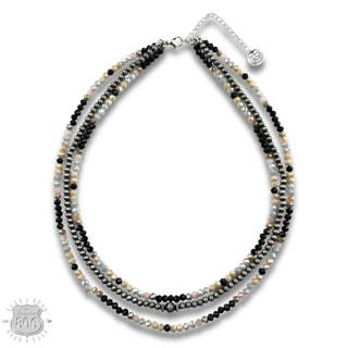 Multi-color and silver beaded necklace - LC