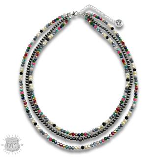 Multi-color and silver beaded necklace - LC