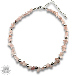 Pink tone chip bead necklace - LC