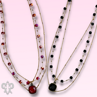 Delicate gold chain and faceted bead Austrian crystal drop necklace - LC