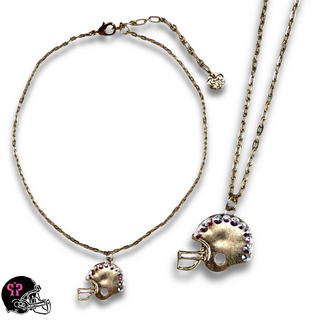 Football helmet Game Day necklace with Austrian crystals - LC