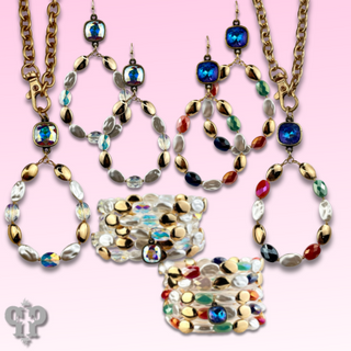 Oval bead teardrop earring with Austrian crystal