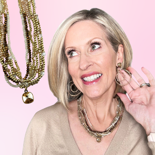 Gold tone and glass bead necklace with Austrian crystal