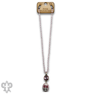 Ceramic flower charm necklace with Austrian crystal