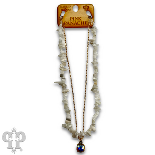 Chunky stone chip necklace with Austrian crystal