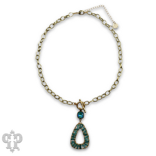 Tube bead wrapped pendant necklace with Austrian crystal