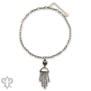 Waterfall beaded pendant necklace with Austrian crystal