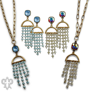 Waterfall beaded earring with Austrian crystal