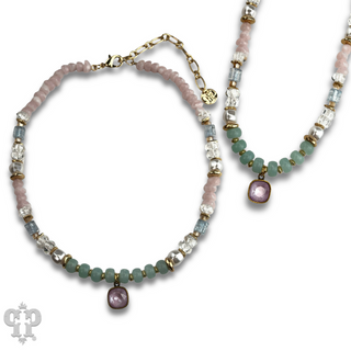 Mixed variety bead necklace with Austrian crystal