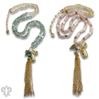 Bead chip and charm necklace with crystal from Swarovski®