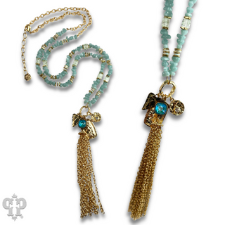 Bead chip and charm necklace with crystal from Swarovski®
