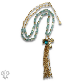 Bead chip and charm necklace with crystal from Swarovski®