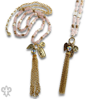 Bead chip and charm necklace with crystal from Swarovski®
