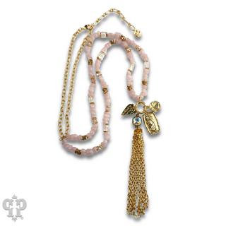 Bead chip and charm necklace with crystal from Swarovski®