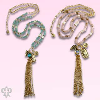Bead chip and charm necklace with crystal from Swarovski®