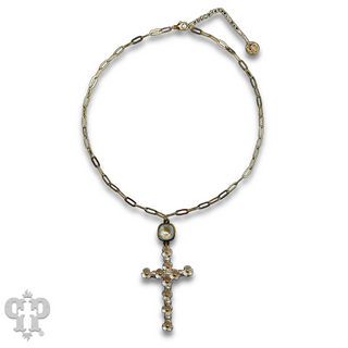 Flower cross necklace with crystal from Swarovski®