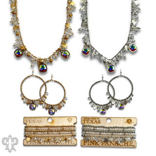 Heart and variety bead charm earring with Austrian crystal