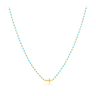Elsa Side Cross Necklace Turquoise