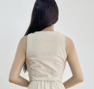 Natural Crochet Linen Vest - Boutique Bella BellaVest