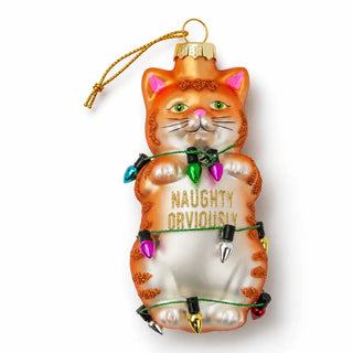 Naughty Obviously - Funny Cat Glass Ornament - Boutique Bella BellaOrnamnent