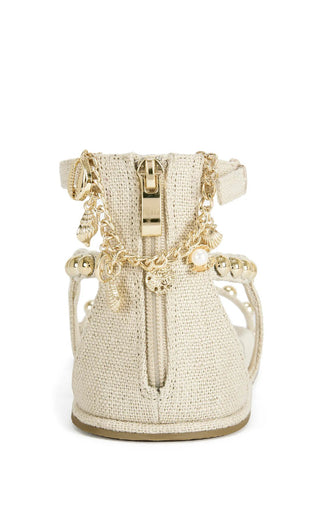 NAUTYCA - NATURAL STUDDED FLAT SANDAL - Boutique Bella BellaSandals