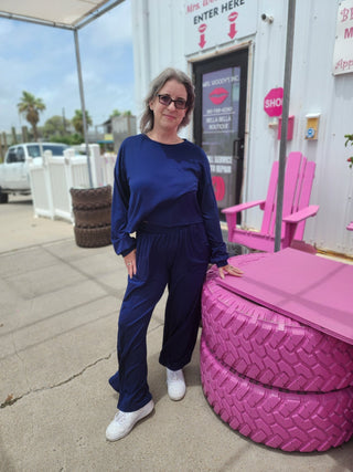 Navy Butter Soft Wide Leg Pants - Boutique Bella Bellapants