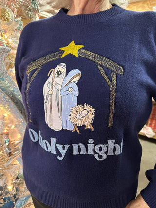 Navy Oh Holy Night Sweater - Boutique Bella BellaSweater
