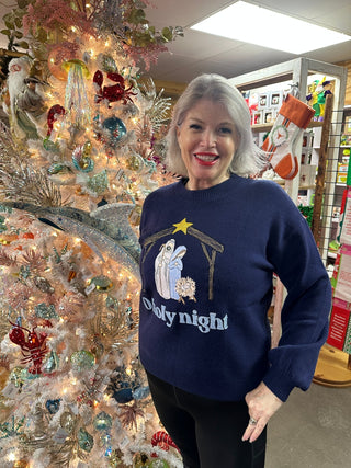 Navy Oh Holy Night Sweater - Boutique Bella BellaSweater