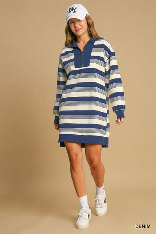 Navy Stripped T-shirt Dress - Boutique Bella BellaT-shirt dress