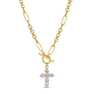 Necklace - CZ Cross Toggle Necklace - Boutique Bella BellaNecklace