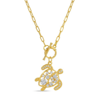 Necklace - Sparkling Sea Turtle Pendant - Boutique Bella BellaNecklace