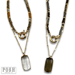 Necklace with large glass pendant - LC - Boutique Bella BellaNecklaces