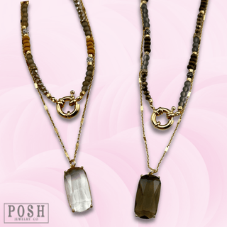 Necklace with large glass pendant - LC - Boutique Bella BellaNecklaces