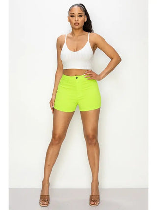 Neon Green High Waisted Shorts - Boutique Bella BellaShorts