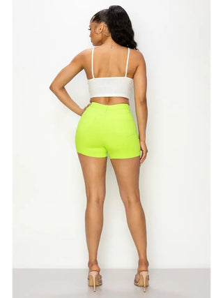 Neon Green High Waisted Shorts - Boutique Bella BellaShorts