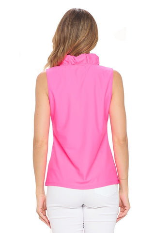 Neon Pink Evelyn Ruffle Sleeveless Top - Boutique Bella Bellatop