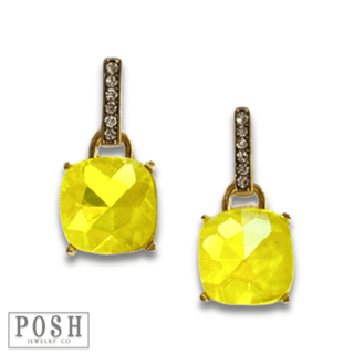 Neon yellow rhinestone post earring - LC - Boutique Bella BellaEarrings