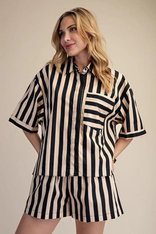 Neutral in Stripes Top - Boutique Bella BellaTops