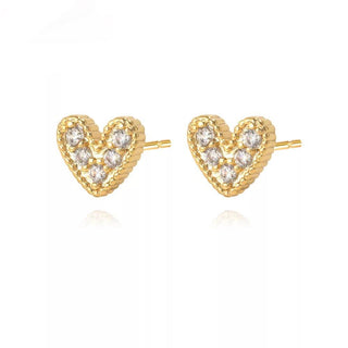 Nia Pave Heart Studs - Boutique Bella Bella