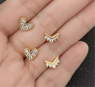 Nia Pave Heart Studs - Boutique Bella Bella