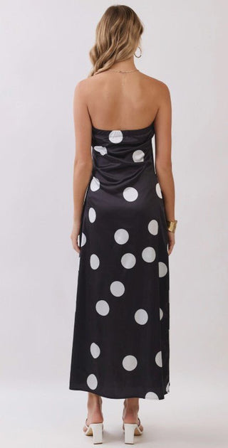 Noir & Ivory Dot Maxi - Boutique Bella BellaDress