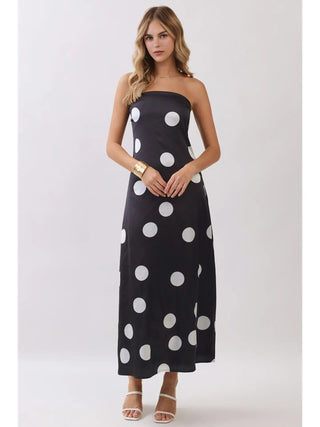 Noir & Ivory Dot Maxi - Boutique Bella BellaDress