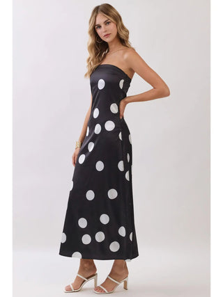 Noir & Ivory Dot Maxi - Boutique Bella BellaDress